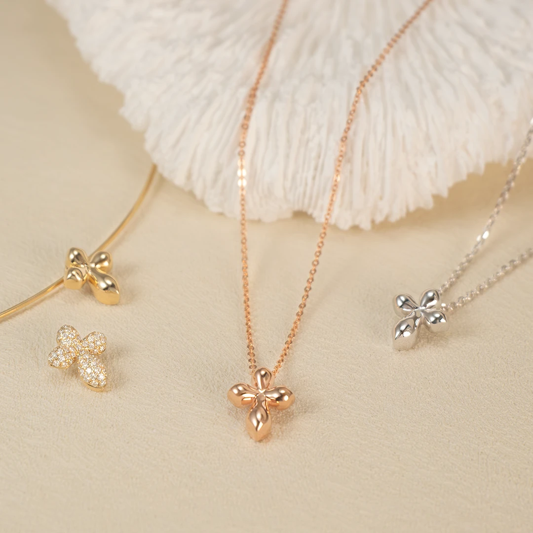 Bubble cross gold pendant